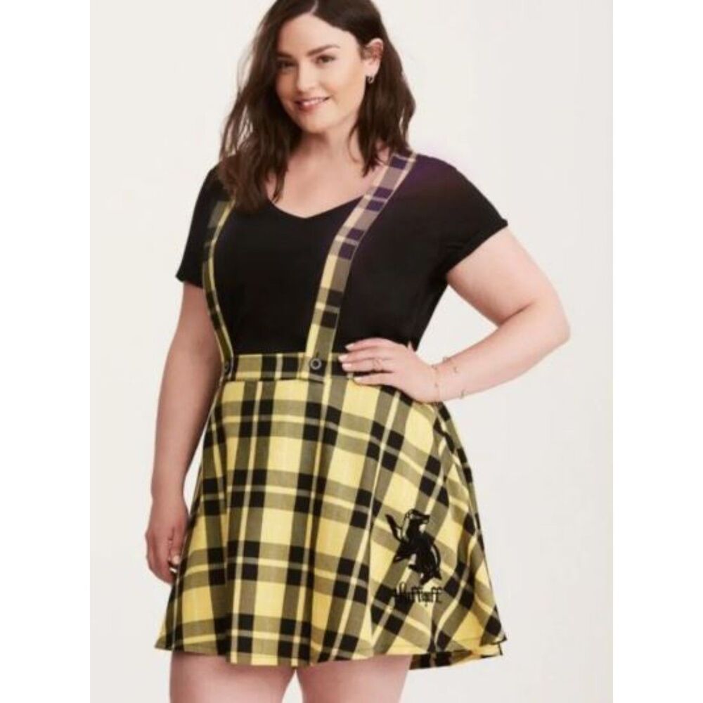 Torrid Harry Potter Plaid Hufflepuff Pleated Pretty Witchy Skirt Size XL